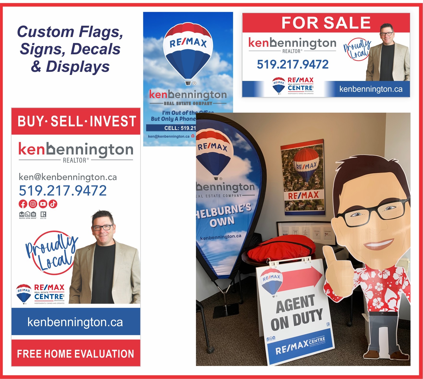 Custom realtor flag, signs and decals