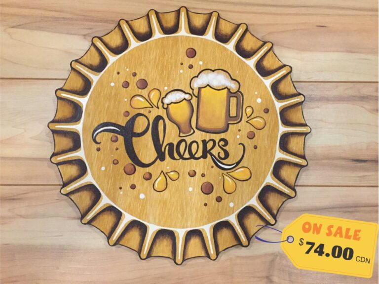 Cheers Beer Cap Wood Art